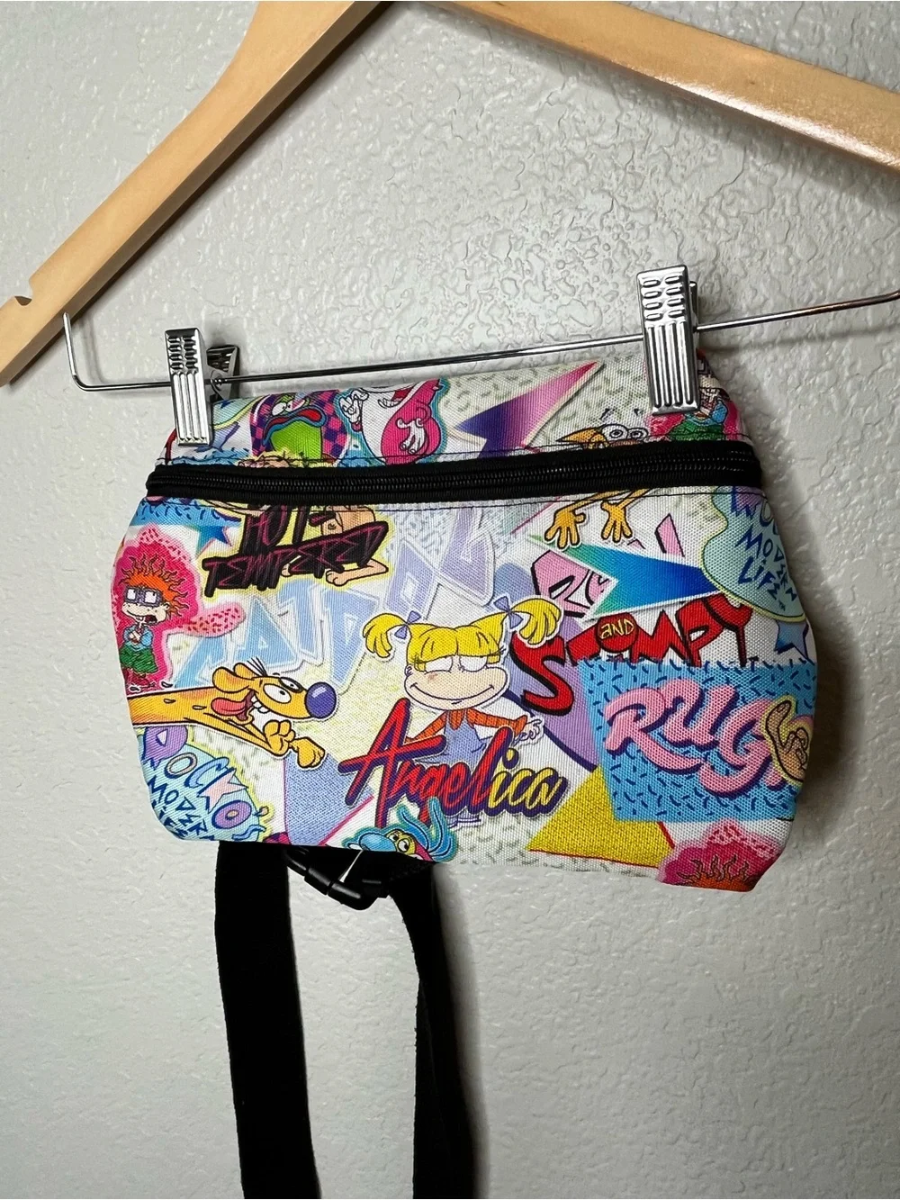 Vintage 90s Nickelodeon Rugrats All Over Print Fanny Pack Crossbody Bag Reptar
